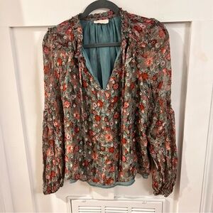 Ramy Brook metallic Ellie Multicolor Floral Blouse